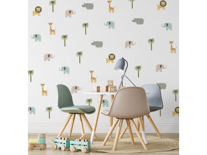 Nálepky na stenu Safari zvieratá. Divoké zvieratá (5)