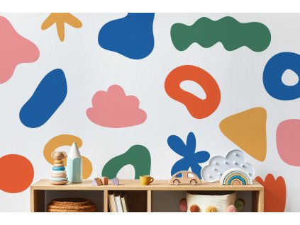 Obrovská sada nálepky na zeď. Pastel Shapes Colored Abstract (3)