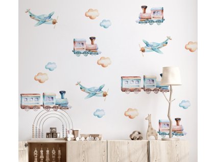 Vlaky nálepky na stenu. Peal & Stick