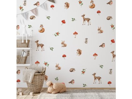 Lesné zvieratá nálepky na stenu. Lesné zvieratá
