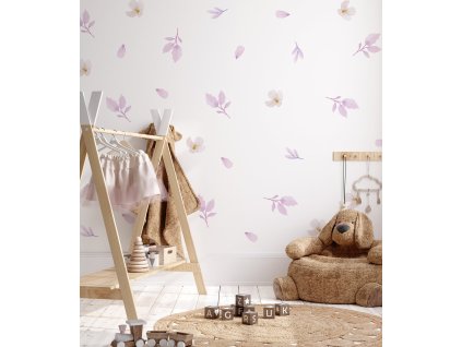 Květinové nálepky na zeď. Akvarelový květina