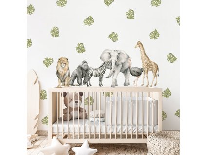 Safari nálepka na stenu. Safari zvieratá