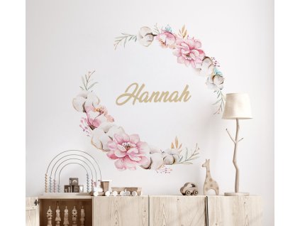 Personalizované kvety nástenné nálepky. Akvarel nástenné