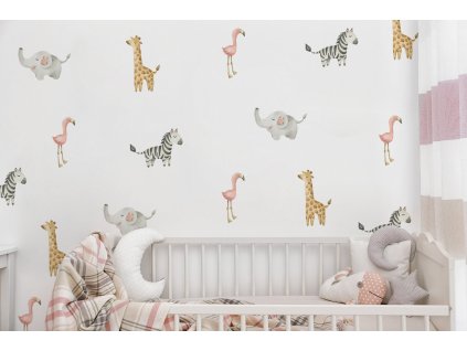 Samolepky na stenu Safari zvieratá. Divoké zvieratá