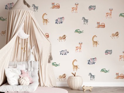Nálepky na stenu Safari zvieratá. Divoké zvieratá (6)