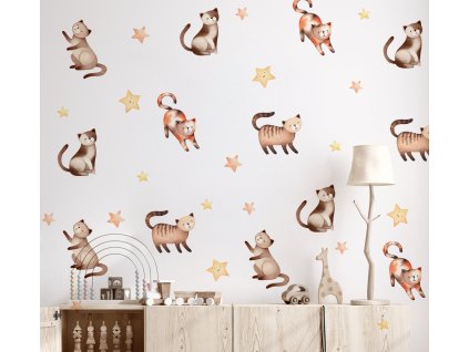 Samolepky na stenu mačky. Zábavné mačky