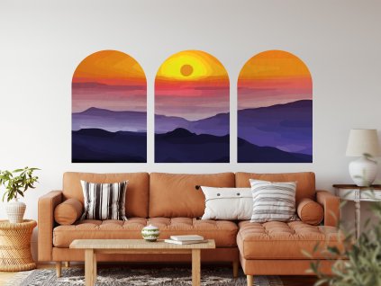 BOHO oblúk Nástenná samolepka. Boho oblúk východ slnka