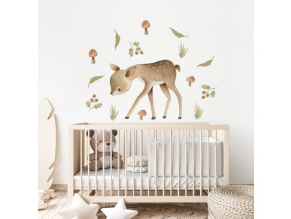 Nálepka na stenu Forest Doe. Forest animal pre deti