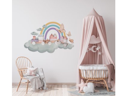 Dúhová samolepka na stenu. Detská izba dekorácie