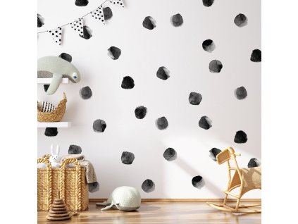 Tečky na zdi. Watercolor Dots, tmavé tečky na zdi