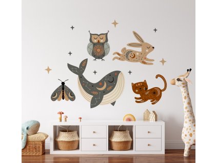 Nálepky na stenu zvierat. Sada nálepiek zvierat