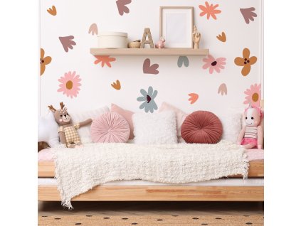 Kvetinové samolepky na stenu. Farebné kvetinové (5)