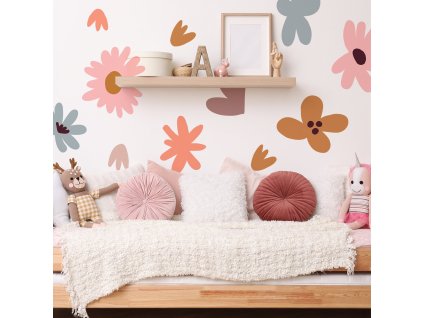 Obrovská sada nálepky na zeď. Flower Meadow Boho Style (3)