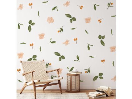Květinové nálepky na zeď. Pastel Flowers (22)