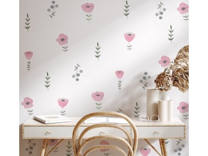 Květinové nálepky na zeď. Pastel Flowers (23)