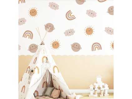 Duhové nálepky na zeď. Školka