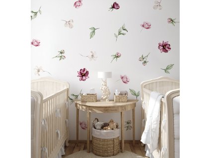 Květinové nálepky na zeď. Pastel Flowers (26)