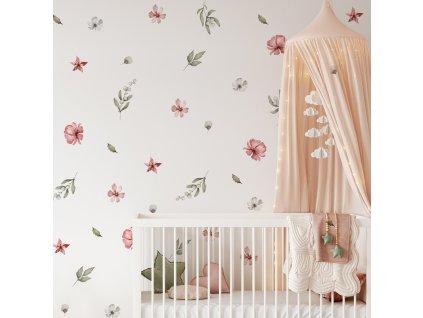 Kvetinové nálepky na stenu. Pastelové kvety (27)