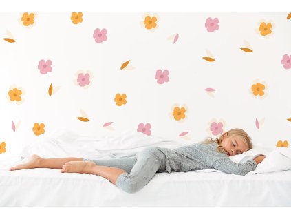 Květinové nálepky na zeď. Abstraktní květinové, pastelové květinové nálepky na zdi (4)