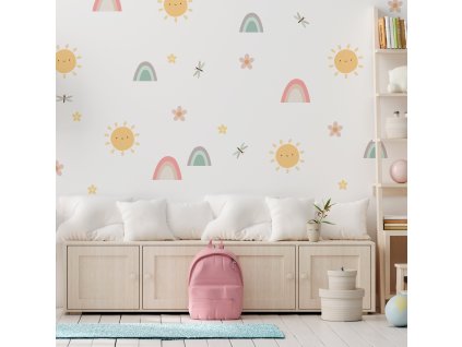 Dúhová nálepka na stenu. Pastelové dúhy (2)