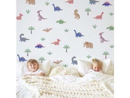 Dinosaurs nálepky na zdi. Hnědé dinosauři