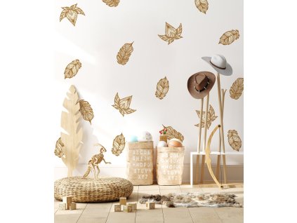 Boho Nálepky na stenu. Boho s perím (2)