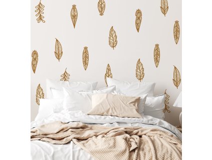 Boho Nálepky na stenu. Boho s perím (3)