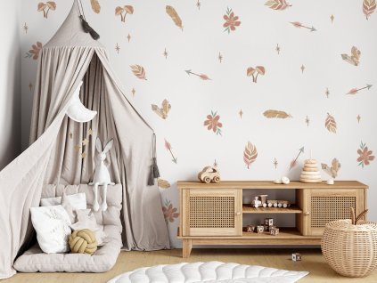 Boho nálepky na zdi. Abstraktní