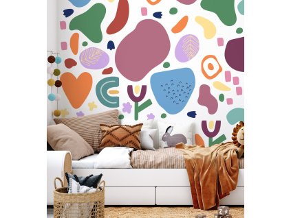 Obrovská sada nálepiek na stenu. Pastelové tvary farebné abstraktné (5)
