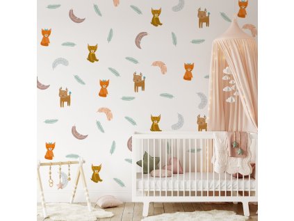 Boho nálepky na zdi. Deer Lynx Fox Wall dekorace