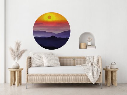 Nálepka na stenu BOHO Circle, nálepka na stenu BOHO Circle, dekorácia na stenu, farebná kruhová nálepka, geometrická dekorácia na stenu, nálepka na stenu Sunset,