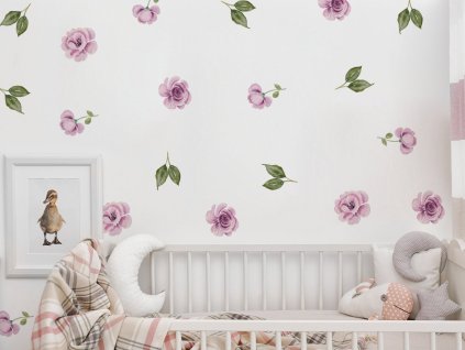 Kvetinové samolepky na stenu. Farebné kvetinové (13)