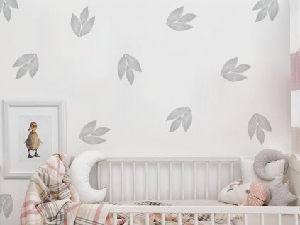 Kvetinové nálepky na stenu. Zelené listy (2)