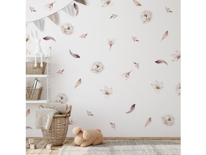 Kvetinové nálepky na stenu. V boho štýle (2)
