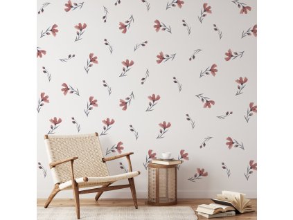 Kvetinové nálepky na stenu. Pastelové kvety (32)