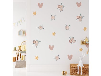 Kvetinové nálepky na stenu. Odlepiť a nalepiť