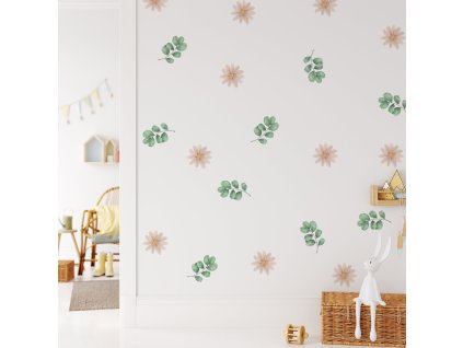 Kvetinové nálepky na stenu. Pastelové kvety (33)