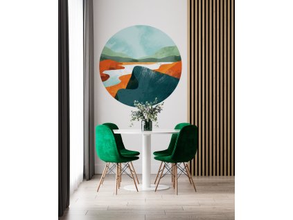 Boho kruhová stěna nálepka. Barevný kruhový (3)