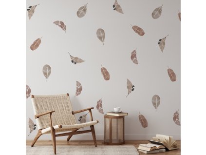 Boho Nálepky na stenu. Boho s perím (4)