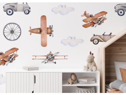 Obrovská sada nálepiek na stenu. Oblaky a lietadlá abstraktné