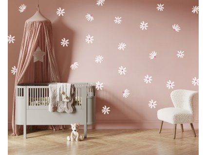 Květinové nálepky na zeď. Abstraktní květinové, barevné květinové nálepky na zdi (2)