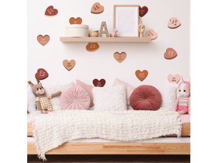 Srdcia Nástenné nálepky. Pastelové srdcia Nástenné