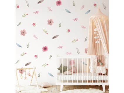 Květinové nálepky na zeď. Ve stylu Boho (3)