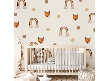 Nálepky na zdi školky. Watercolor Foxes (2)