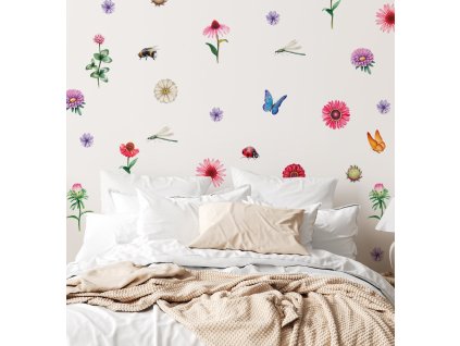 Květinové nálepky na zeď. Butterfly Flowers
