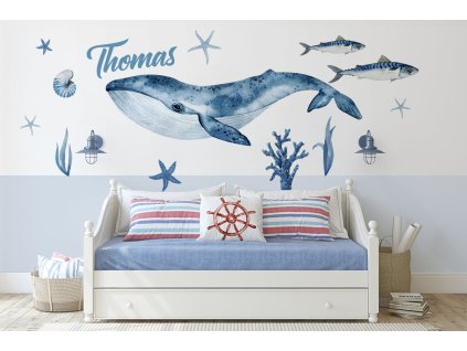 Ocean Animals Nálepky na stenu, Nálepka na stenu, Nálepka pre deti, Personalizované Nálepka sada, Ocean Life nálepka pre detskú izbu, Sea World nálepky