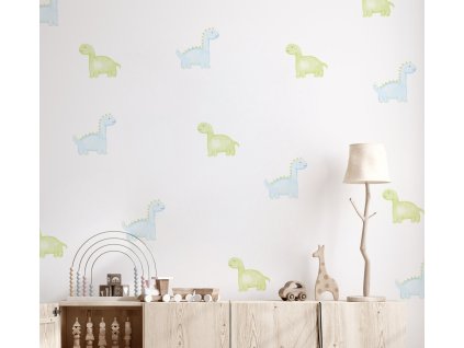 Dinosaurs nálepky na zdi. Zelená modrá dinosauři