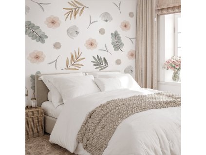 Obrovská sada nálepiek na stenu. Kvetinová lúka Boho štýl (4)