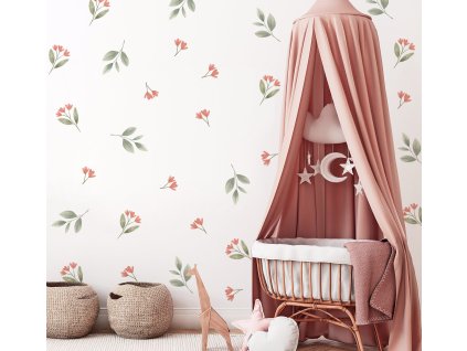 Květinové nálepky na zeď. Pastel Flowers (38)
