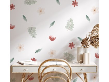 Kvetinové nálepky na stenu. Pastelové kvety (39)